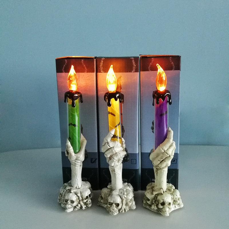 Halloween Led Candle Light Skeleton Ghost Hand Light Horror Props Halloween Party Decoration Supplies Kids Toy