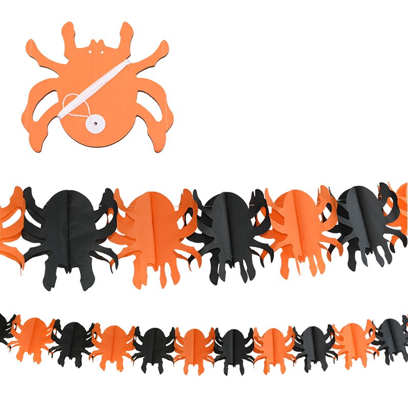 3Meter Halloween Hanging Garland Bunting Bat Pumpkin Ghosts Spider Paper Banner Halloween Party Decorations Horror Props