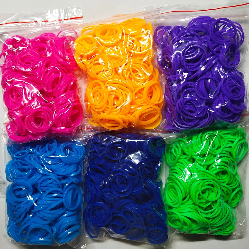 1800pcs Rubber Loom Bands Diy Toys for Kids Lacing Bracelets Girls Hair Rubber Bands Refill Make Woven Bracelet