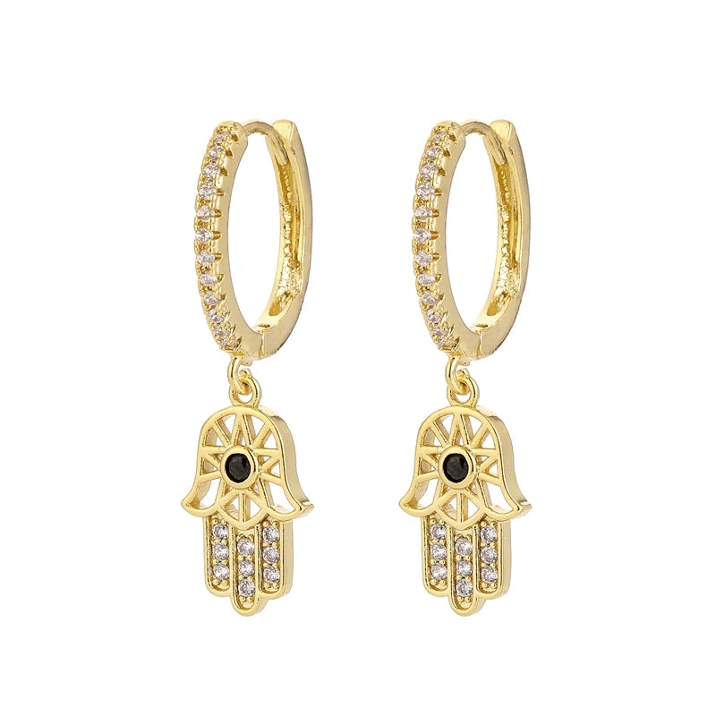 SIPENGJEL Fashion Blue Crystal Turkey Evil Eye Dangle Earrings for Women Gold Plated Cute Unique Earrings Trendy Jewelry 2023