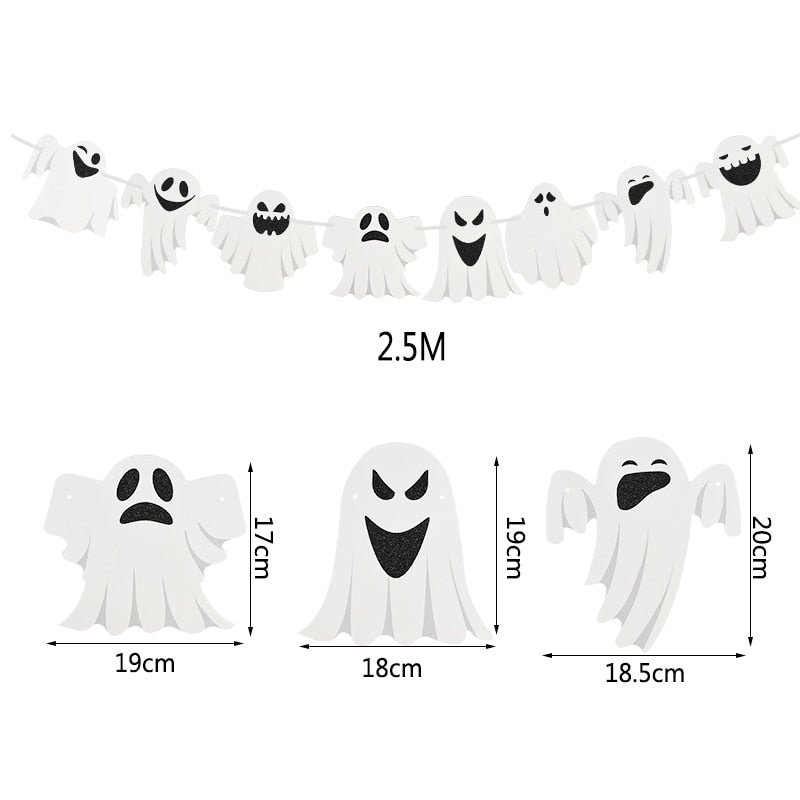 2023 Year Happy Halloween Banner Garland for Halloween Home Hanging Ornament Decorations Kids Child Favors Creative