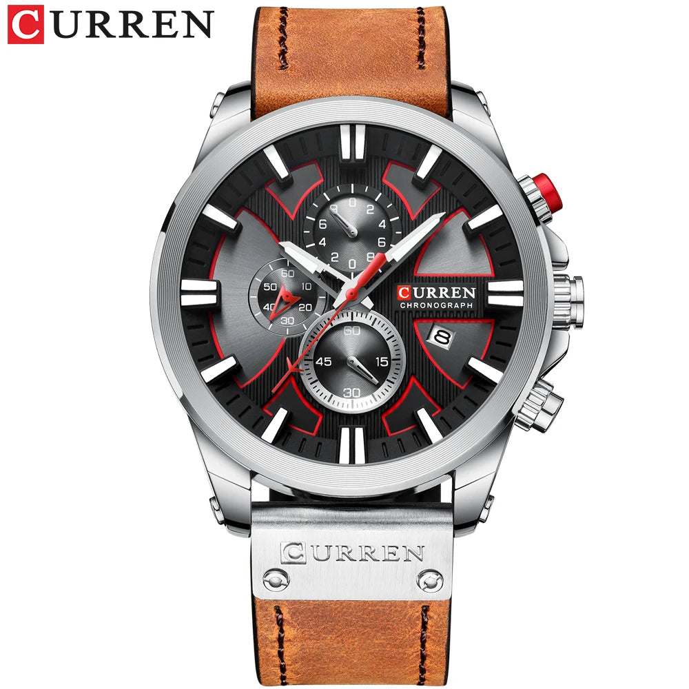 CURREN Watch Chronograph Sport Mens Watches Quartz Clock Leather Male Wristwatch Relogio Masculino for Men
