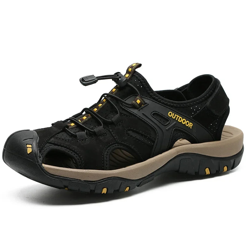 Summer Men's Sandals Leather Men Shoes Men Breathable Design Outdoor Men Leather Sandals Fashion Walking Roman Sneakers