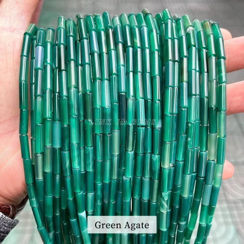 4*13mm Natural Stone Agate Jasper Turquoise Tube Shaped Beads Loose Cylindrical Bead for Jewelry Making DIY Bracelet Accessory