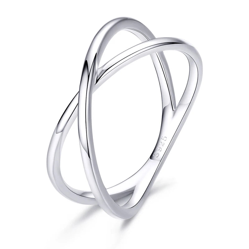 WOSTU Simple Rings 100% 925 Sterling Silver Shimmering Wish Stackable Ring for Women Wedding