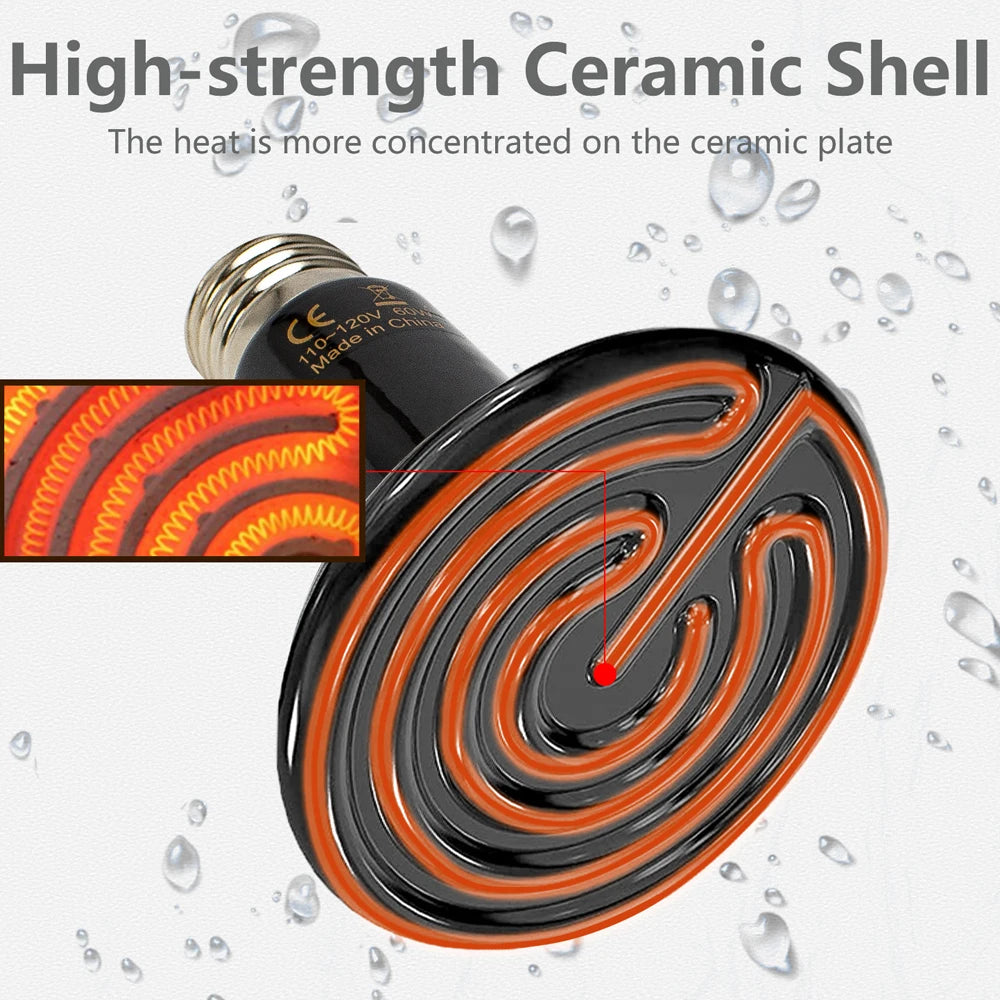 Pet Reptile Heating Lamp 25/50/75/100/150/200w Turtle Ceramic Infrared Lamp Reptile Bulb Temperature Control Equipment 110v/220v