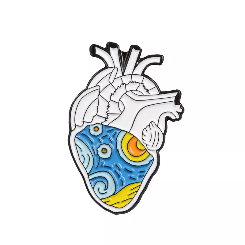 19style Anatomical Heart Enamel Pins Medical Anatomy Brooch Heart Neurology Pins for Doctor and Nurse Lapel Pin Bags Badge