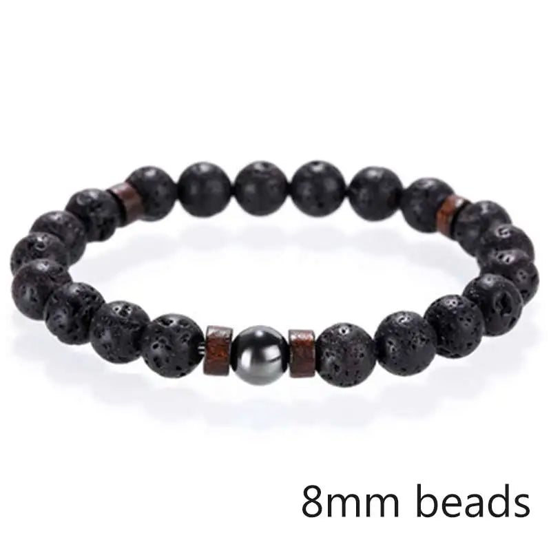 Men Bracelet Natural Moonstone Bead Tibetan Buddha Bracelet Chakra Lava Stone Diffuser Bracelets Men Jewelry