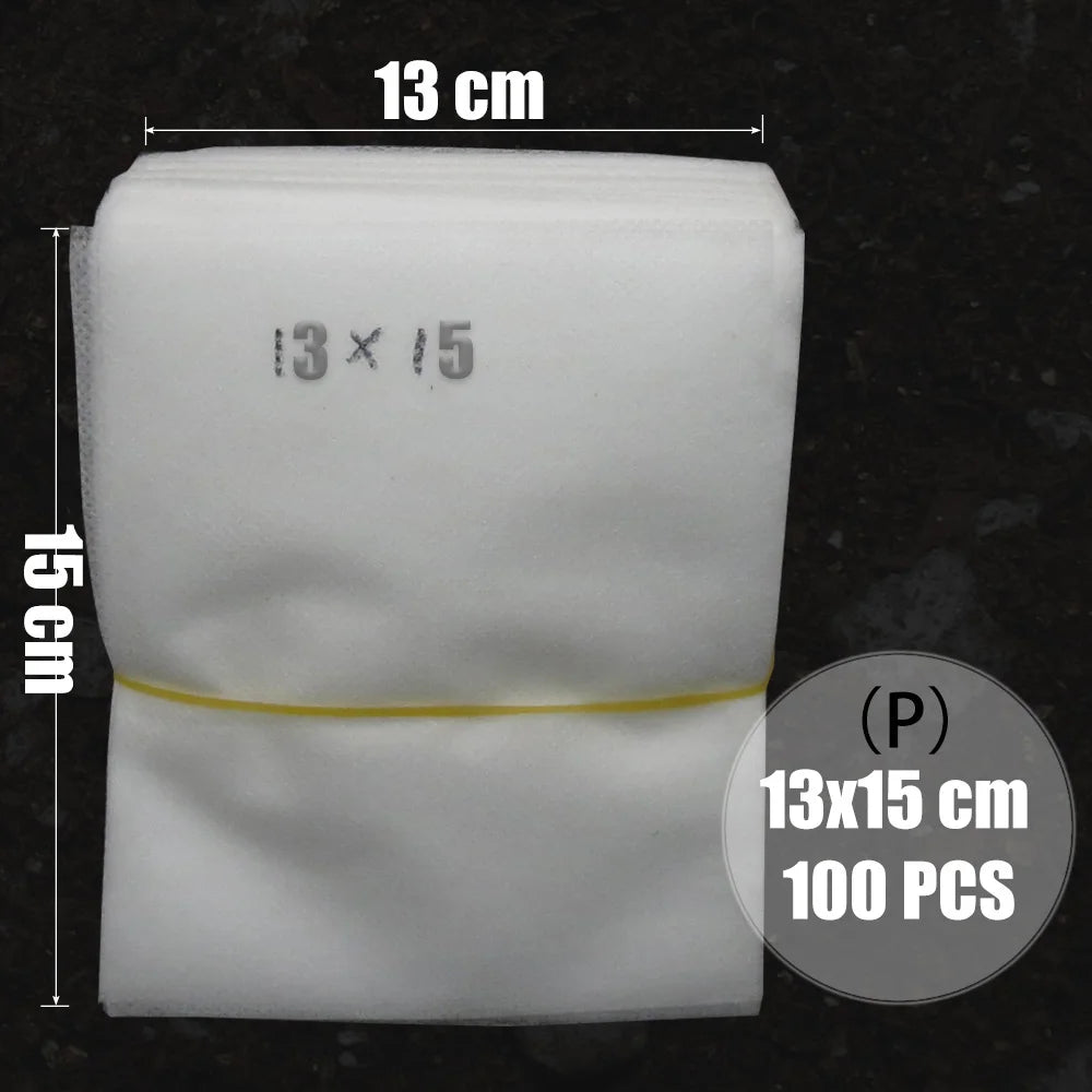 MUCIAKIE 100PCS Flat Fabric Nursery Grow Bags Biodegradable Growing Bags Eco-Friendly Ventilate Plant Root Protection Bags