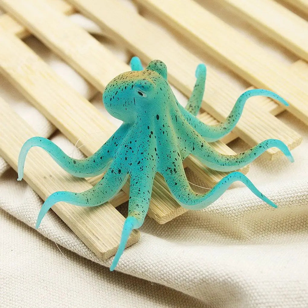 Fluorescent Artificial Octopus Aquarium Ornament With Suction Cup Fish Tank Decoration