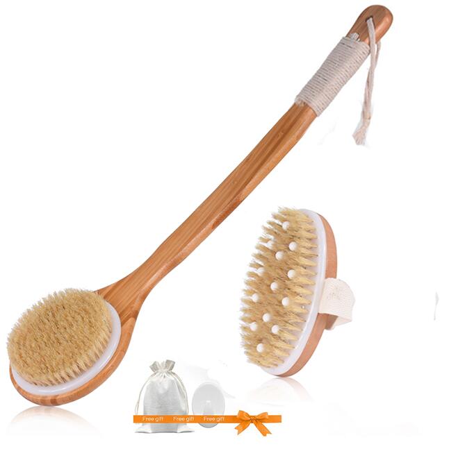 TREESMILE Natural Bristle Bath Brush SPA Woman Man Skin Care Dry Body Brush D40