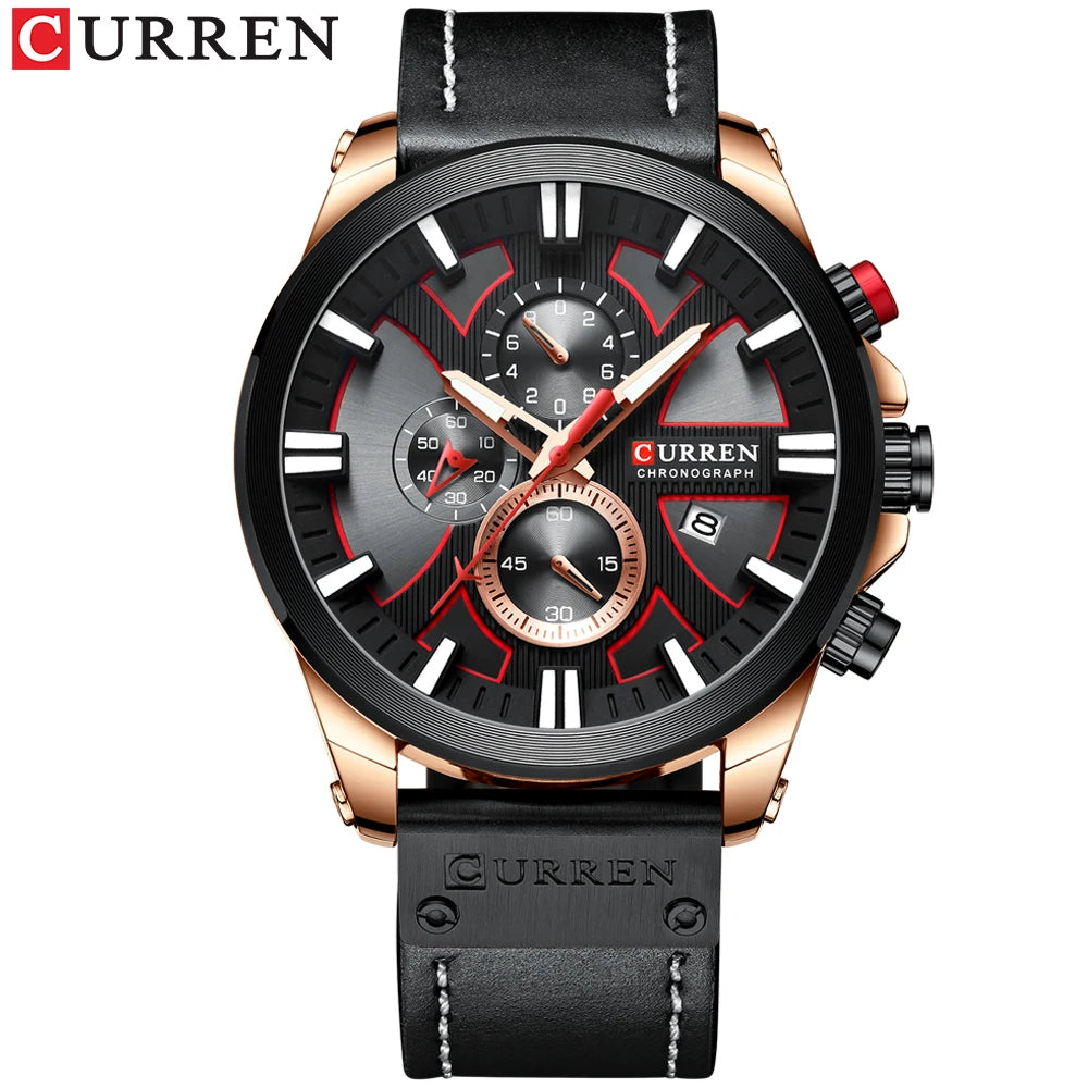 CURREN Watch Chronograph Sport Mens Watches Quartz Clock Leather Male Wristwatch Relogio Masculino for Men