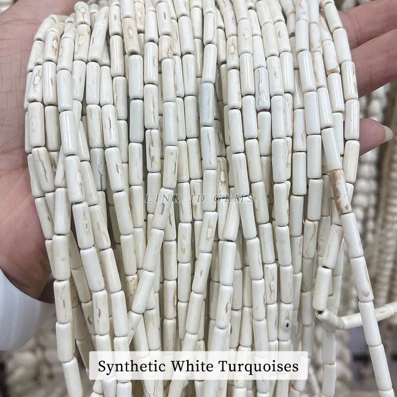 4*13mm Natural Stone Agate Jasper Turquoise Tube Shaped Beads Loose Cylindrical Bead for Jewelry Making DIY Bracelet Accessory