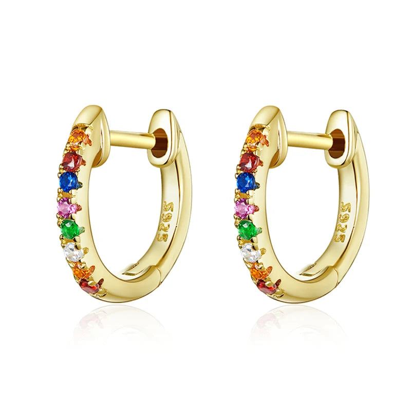 WOSTU 925 Sterling Silver Classic Round Silver Hoop Earrings Authentic Clear Zircon Earrings for Women Jewelry CQE498