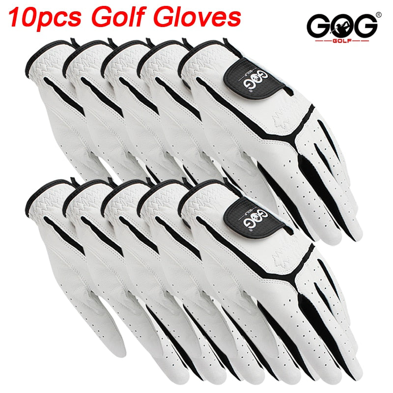 10pcs GOG Golf Gloves Professional Men's Leather Sheepskin Left Golf