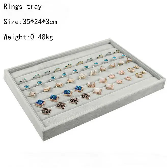 High Level Gray Velvet Ring Bracelet Necklace Watch Pendant Stud Earring Hand Catenary Jewelry Tray Plate Holder Display Packing