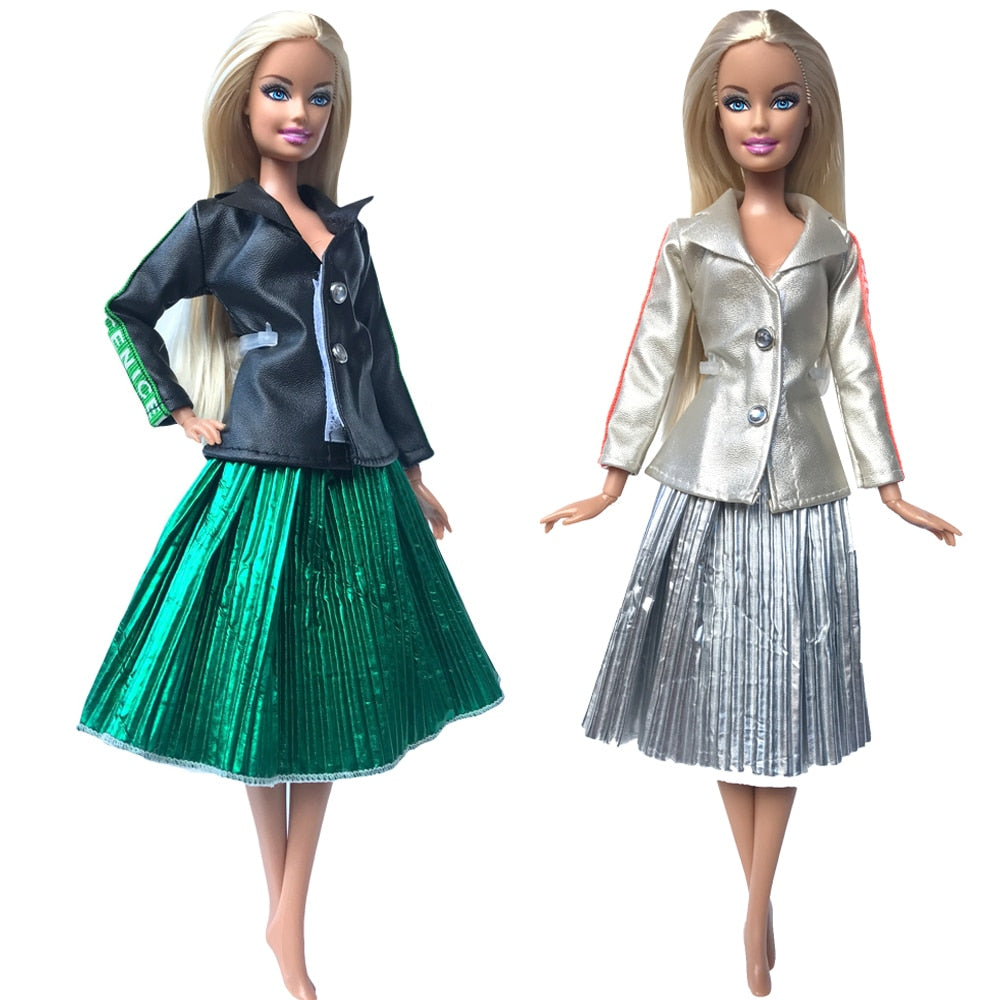 NK Mix 2 Pcs /Set Daily Wear Casual Couple Doll Dress for Barbie Doll Accessories Boy Girl Clothes Toy for Ken Doll 2GK JJ