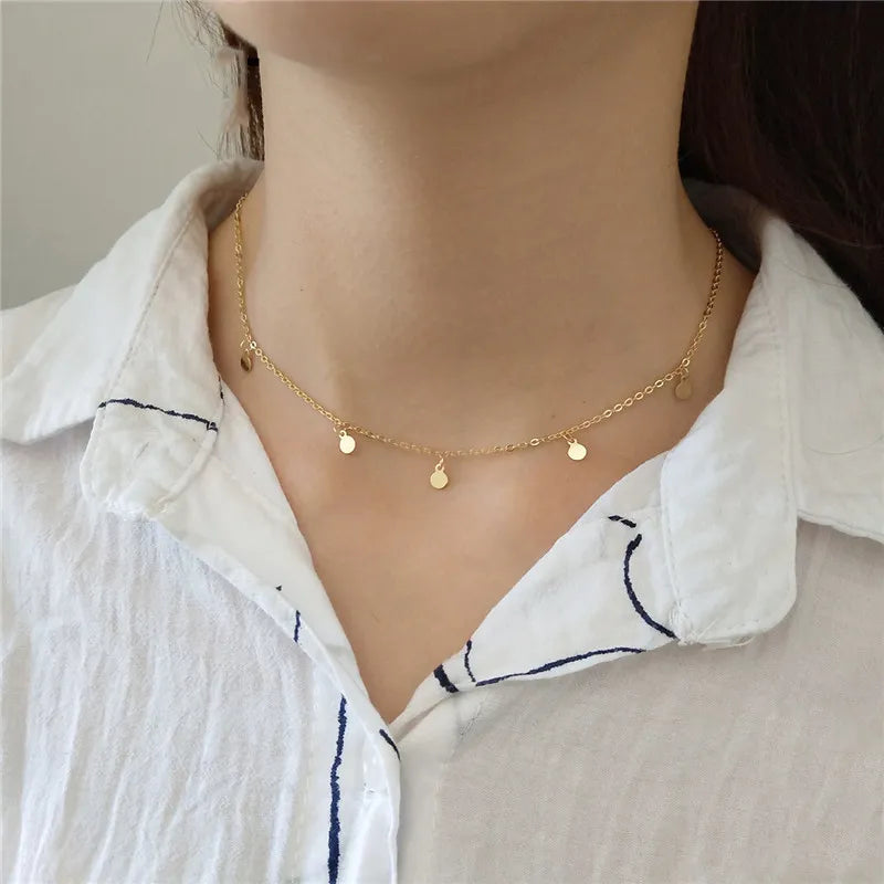 INZATT Real 925 Sterling Silver Geometric Round Choker Necklace for Fashion Women Minimalist Fine Jewelry Cute Accessories 2019