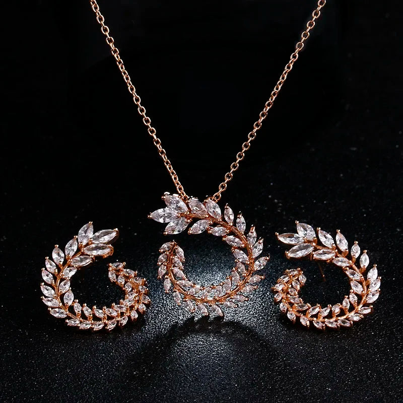 LXOEN Marquise Cut Flower Zirconia Crystal Long Drop Earrings for Women Shiny Leaf CZ Stone Bridal Wedding Jewelry