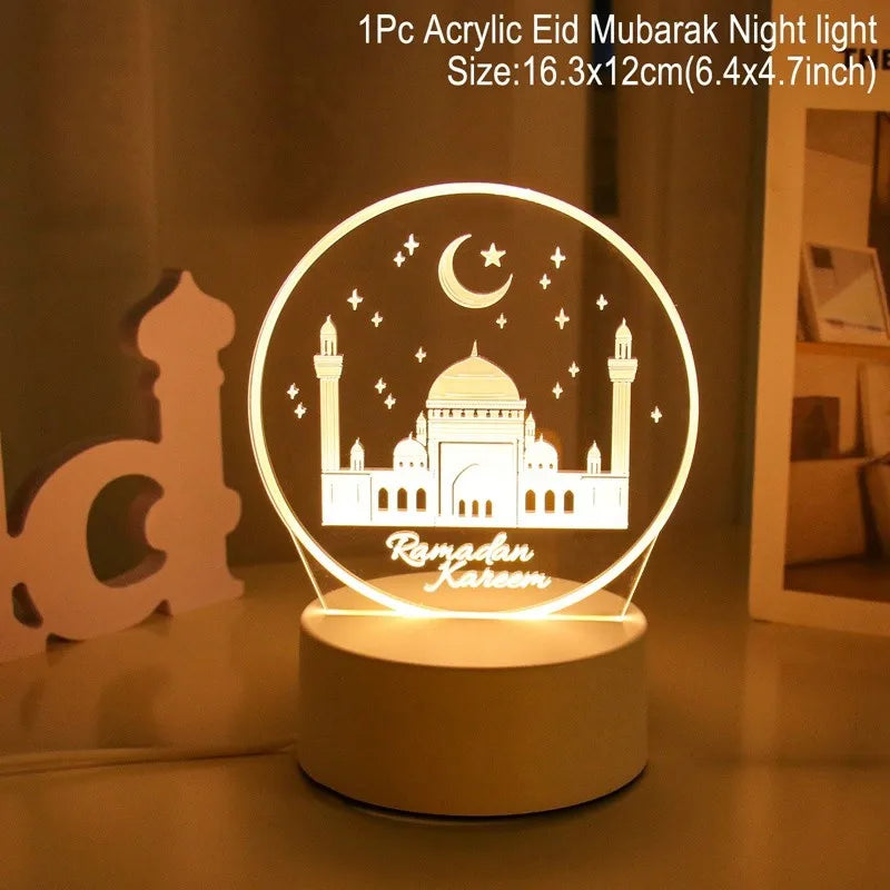 Eid Mubarak Moon Star Light Decor Islam Ramadan Decorations for Home 2024 Islamic Muslim Party Ramadan Kareem Eid Al-Adha