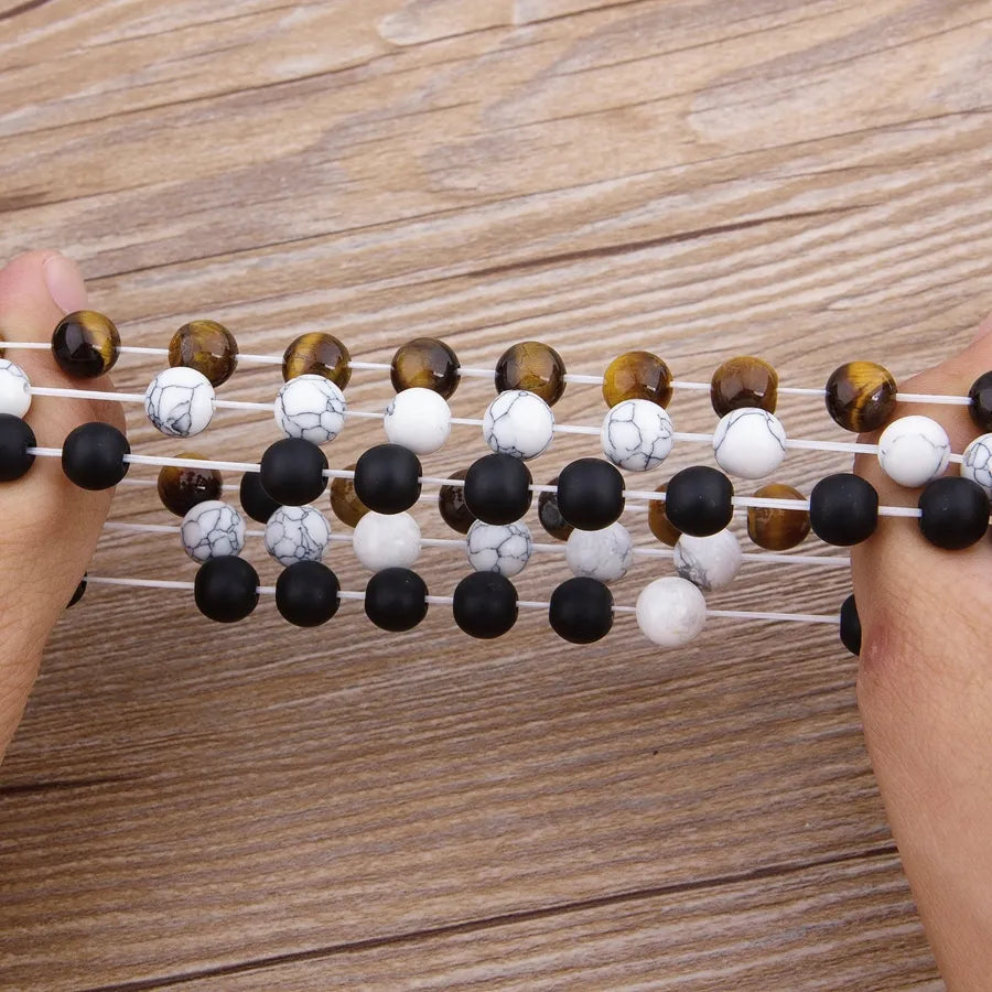XQNI 2pcs/Set Style Couples Distance Bracelet Natural Stone Yoga Beaded Bracelet for Men Women Friend Charm Strand Jewelry