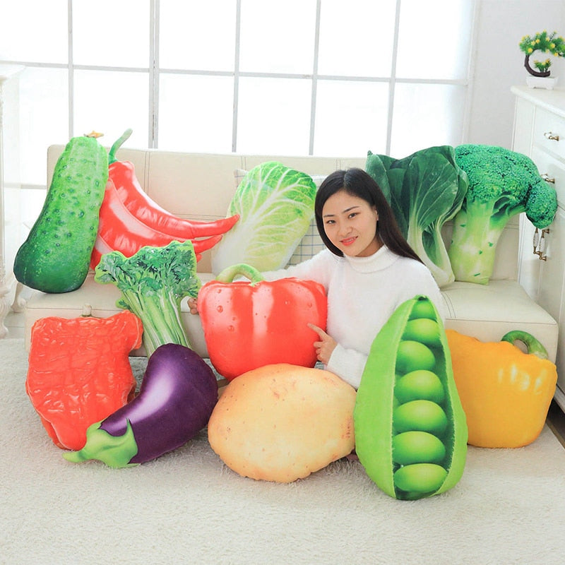 40-60cm Simulation Vegetable Pillow Cushion Vegetable Plush Dolls Potato Broccoli Cabbage Pea Pepper Plush Toy Creative Home
