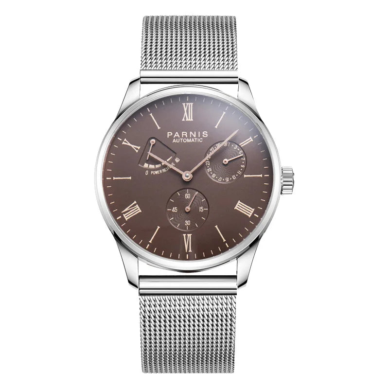 Fashion Luxury Parnis 41.5MM Power Reserve Automatic Mechanical Self Winding Men Watches Mekanik Kol Saati Relogio Automatico
