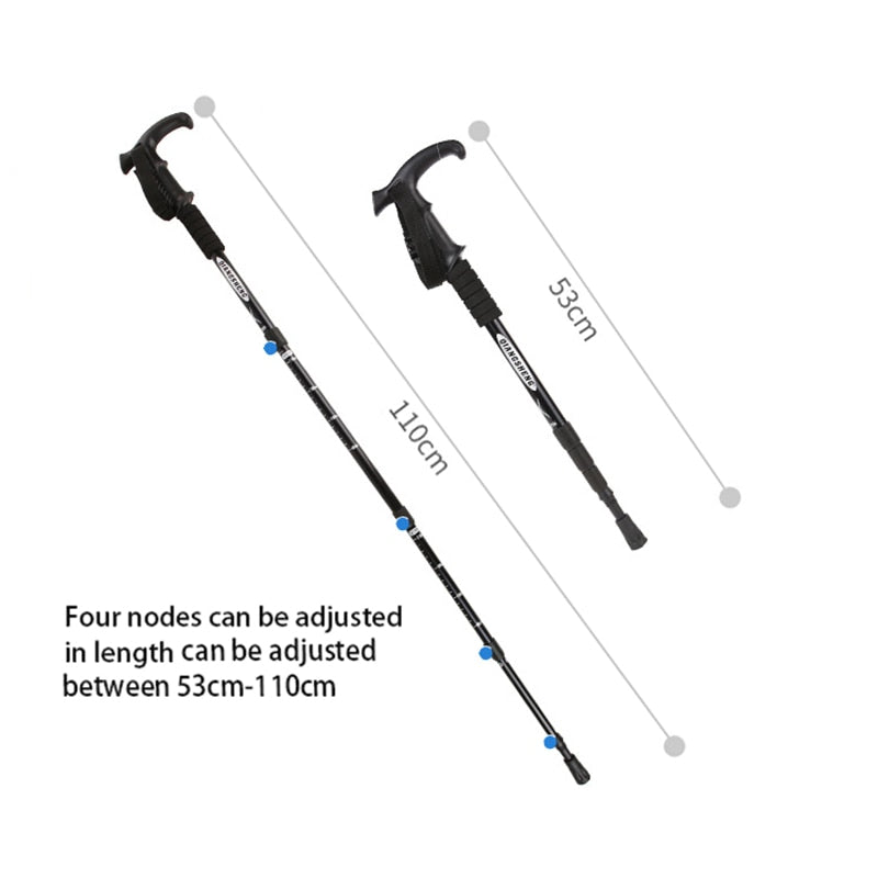 VILEAD Nordic Stick Adjustable Retractable Cane Outdoor Portable Travel Hiking Trekking Poles 2 Pcs 50-105cm