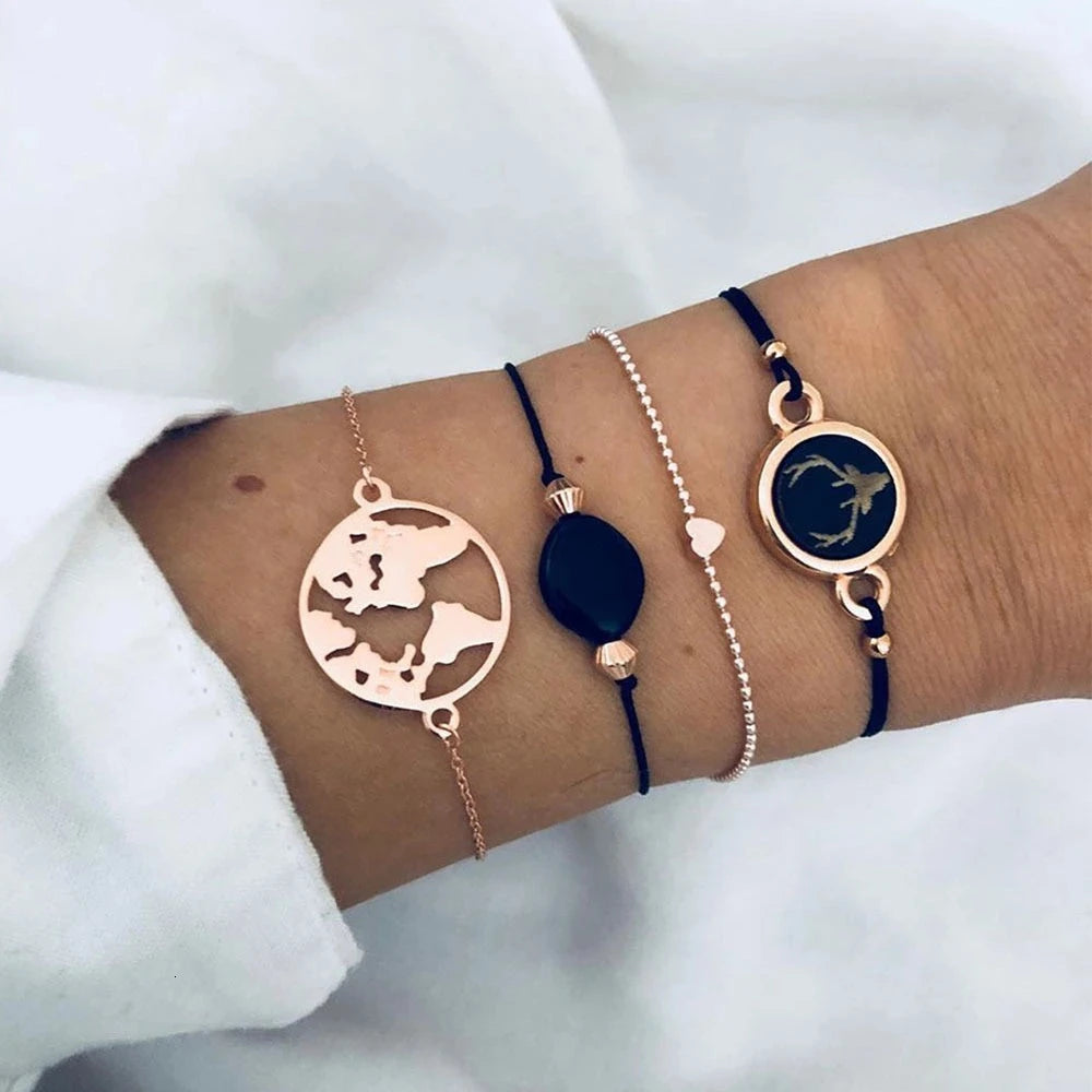 Boho Rope Bracelets & Bangles for Women Bohemian Beaded Charm Bracelet Femme Se Multilayer Jewelry Accessories Bijoux