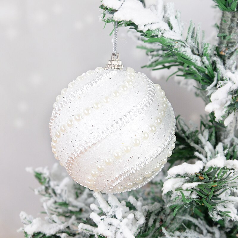8cm Gold Foam Pearl Christmas Balls Ornament Shatterproof Hanging Christmas Tree Ball Xmas Decorations Navidad Noel