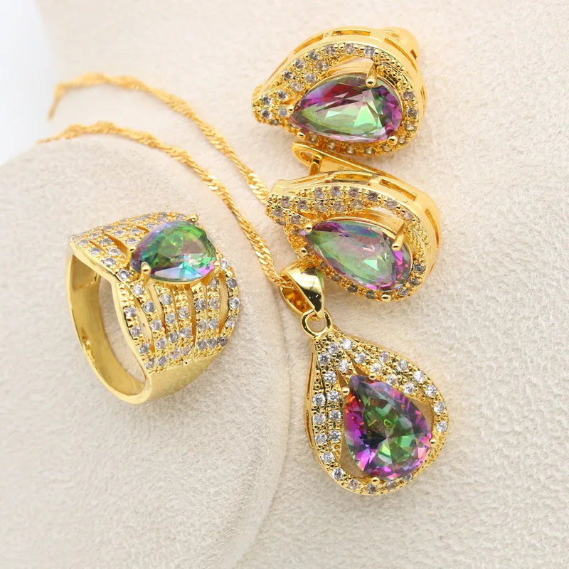 New Green Peridot Zircon Silver 925 Jewelry Set Women Bracelet Earrings Necklace Pendant Ring Birthday