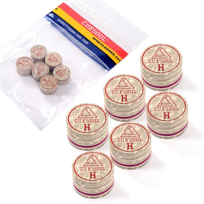 CUESOUL Billiard Cue Tips 6pcs/Set 14mm Soft Baked Pig Leather Pool Cue Tips, 14mm, 8 Layer Cue Tip