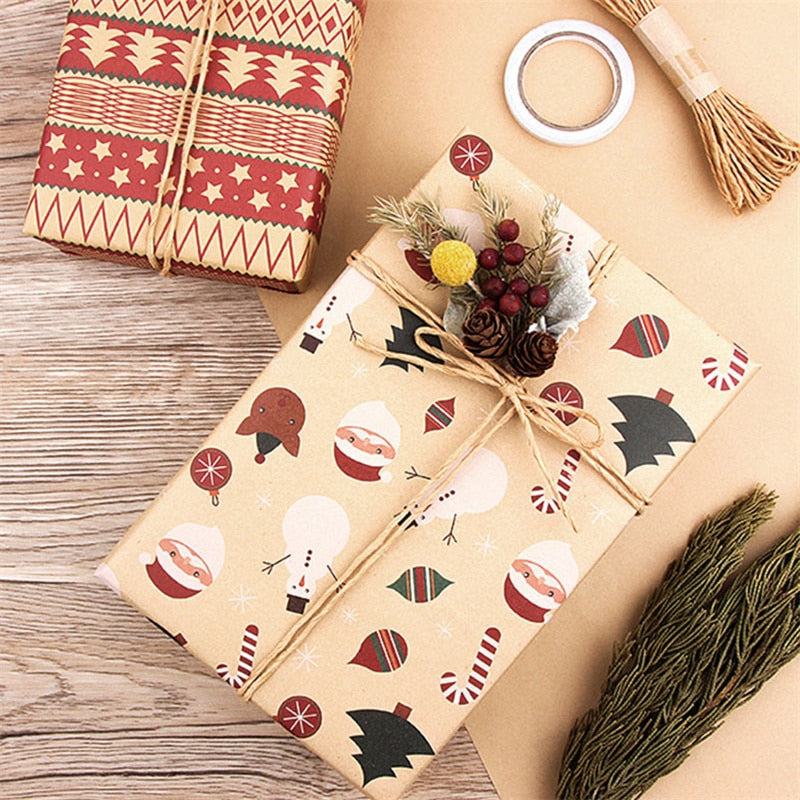 70X50cm Christmas Diy Kraft Wrapping Paper Printing Paper Christmas New Year Decoration Wrapping Paper