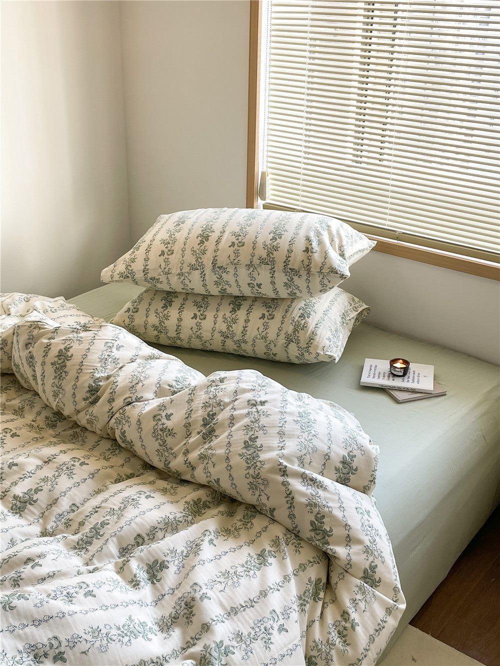 Double Layer Cotton Bedding Set Infant Class Softness Floral Design Duvet Cover Bed Sheet Pillowcases 4 Pieces Bedding Set
