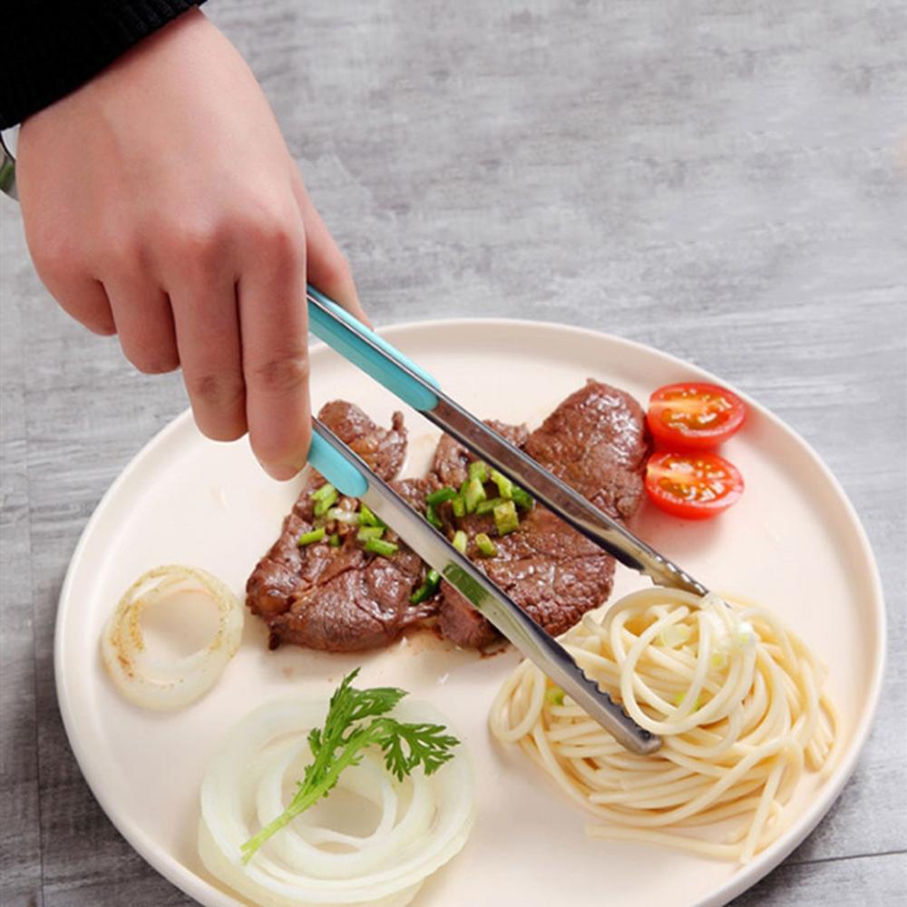 Stainless Steel BBQ Tongs Barbecue Grill Food Clip Ice Tong Meat Salad Toast Bread Clamp Kitchen Accessories Tools 25.5x1.8cm