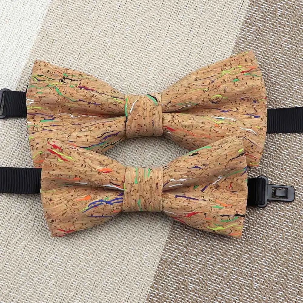 Fashion New Cork Wood Kids Bow Ties Novelty Handmade Fancy Bowtie Adjustable Butterfly Party School Children Accessories