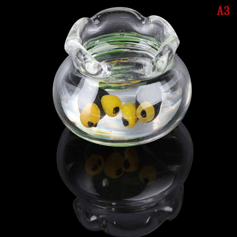 1PCS 1:12 Pet a Glass Bowl for Fish Tank Pole Nets Dollhouse Miniature 1/12 Doll House Decor Accessories