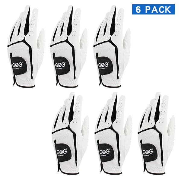 6 PCS Mens Golf Glove Sheepskin Leather