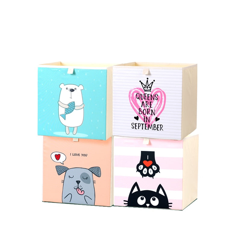 2020 Cartoon Toy Storage Box Folding Storage Bins Wardrobe Drawer Organizer Clothes Storage Basket Kids Toys Organizer