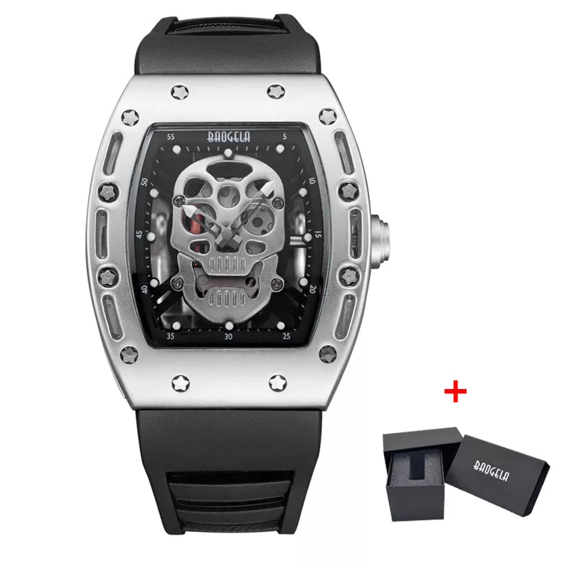 Baogela Pirate Skull Style Men Watch Silicone Luminous Quartz Watches Military Wateproof Skeleton Wristwatch for Man 1612