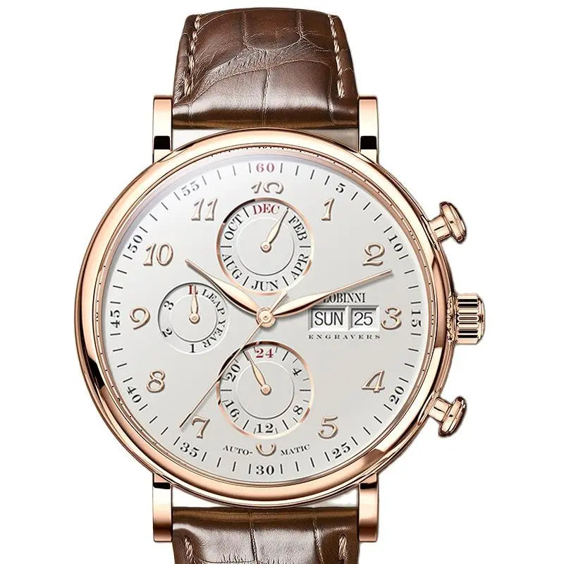 Men's Watches Switzerland LOBINNI Luxury Brand Perpetual Calendar Multi-Function Seagull Automatic Mechanical Sapphire L13019-6