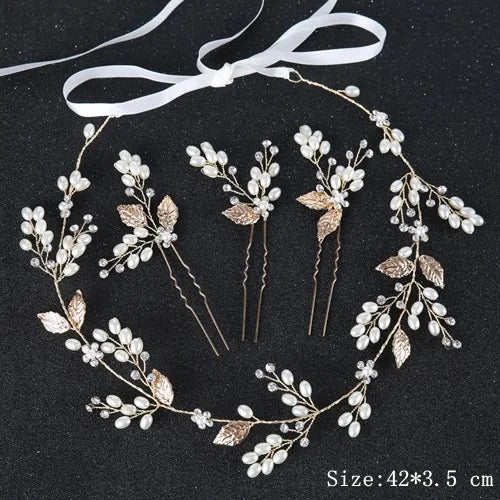 Rhinestone Crystal Headbands Wedding Hair Accessories Bridal Pearl Headband Pearl Hair Band Handmade Bridal Head Jewelry