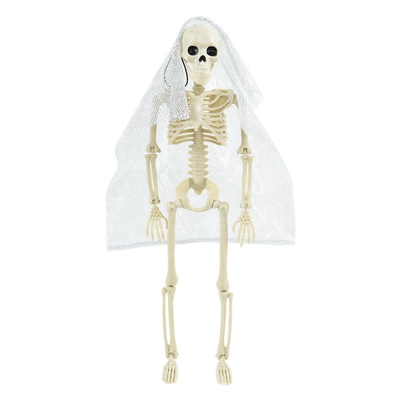 Halloween Movable Skeleton Fake Human Skull Bones Halloween Party Home Bar Decorations Haunted House Horror Props Ornament Toys
