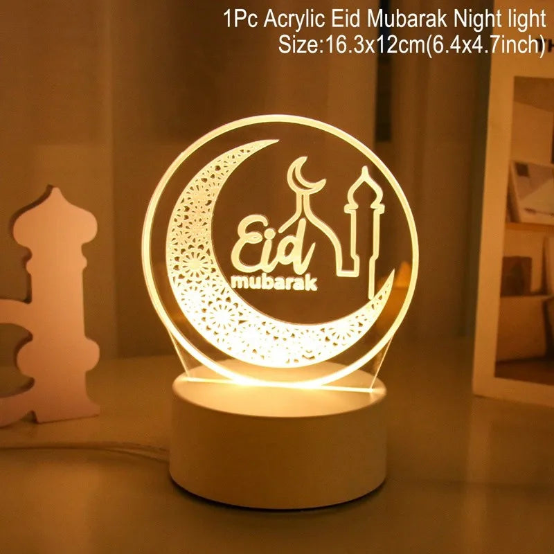Eid Mubarak Moon Star Light Decor Islam Ramadan Decorations for Home 2024 Islamic Muslim Party Ramadan Kareem Eid Al-Adha
