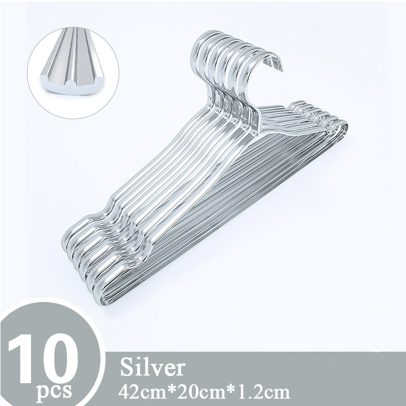 10Pcs Clothing Hangers Metal Clothes Hngers Anti-Slip Aluminium Alloy Drying Rac