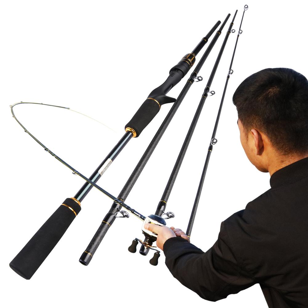 Sougayilang Carbon Fiber Fishing Rod and Reel Combos 4 Section Casting Fishing Pole 12+1BB Reel Fishing Set