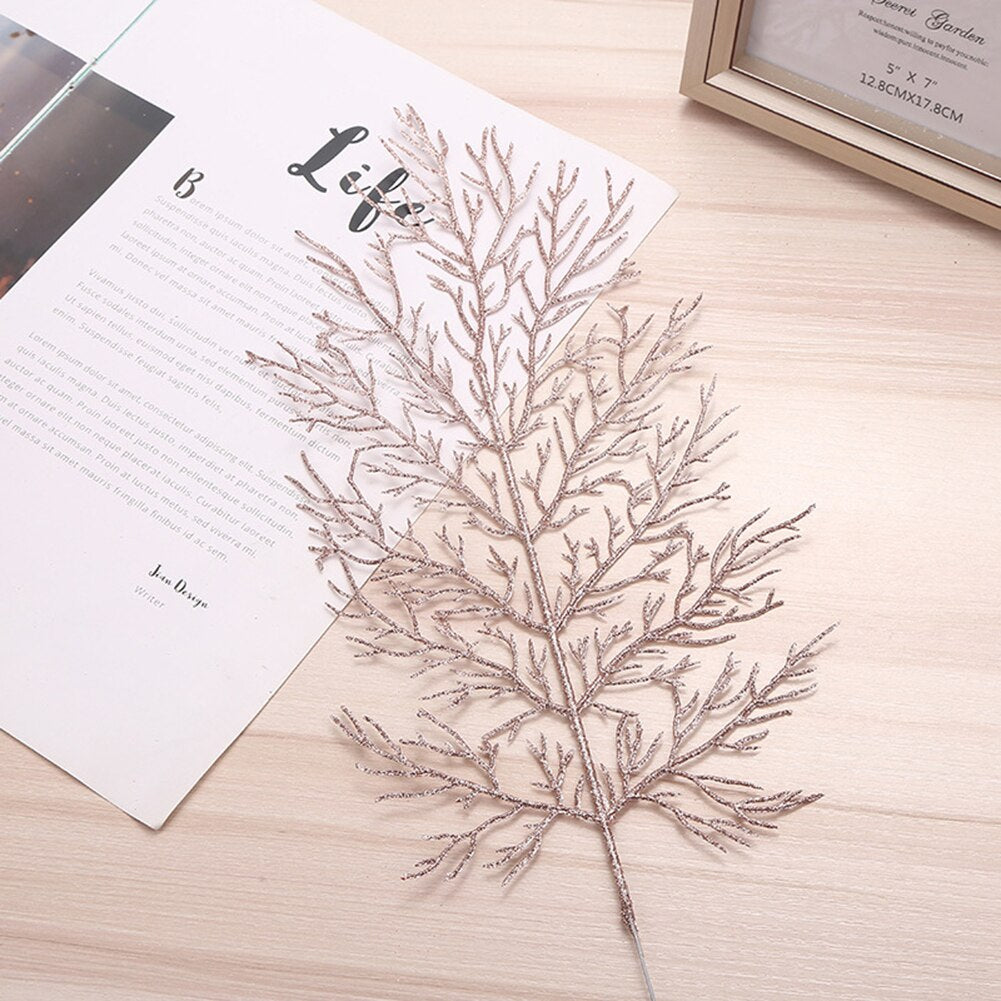 DIY Xmas Tree Garland Hanging Decor Christmas Tree Decor Christmas Hollow Christmas Glitter Tree Branches Simulated Leaves