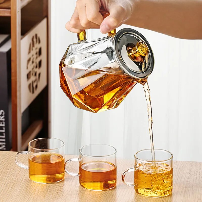 Glass Teapot Heat Resistant Tea Pot With Stainless Steel Tea Infuser Clear Tea K