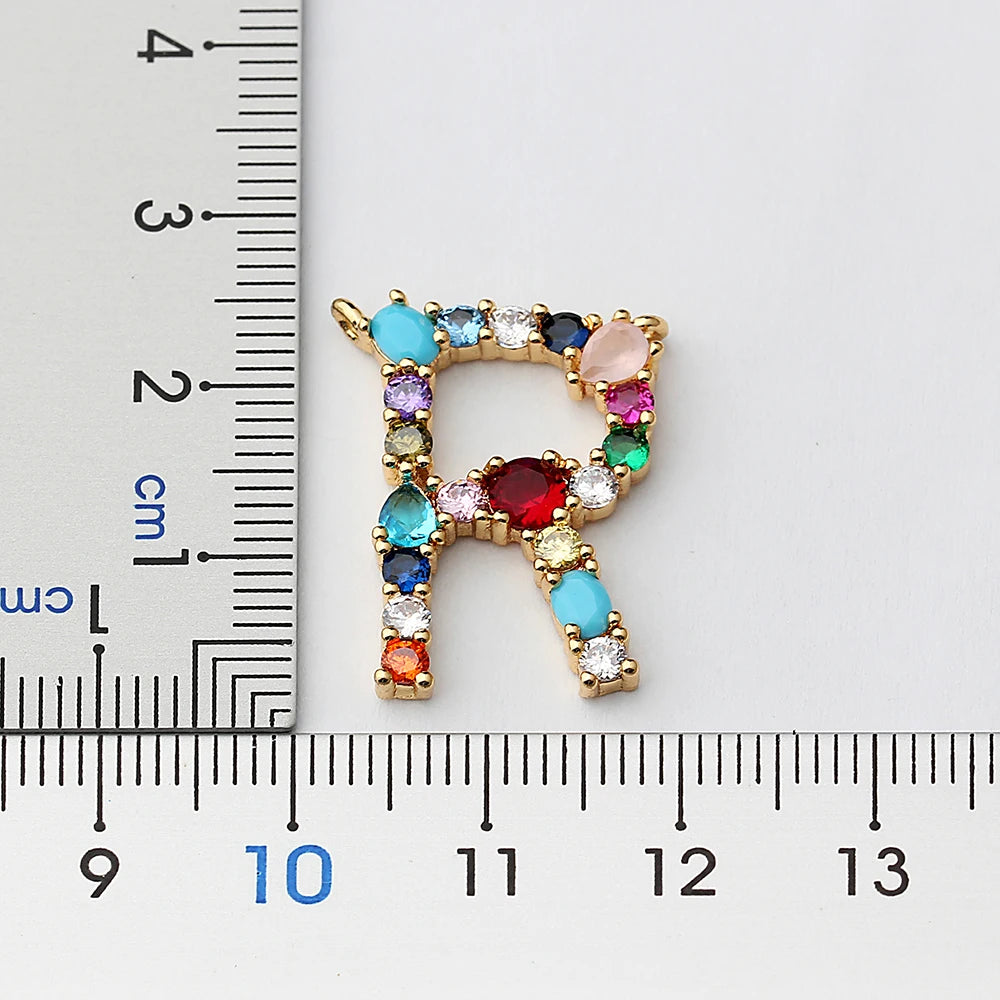 New Arrival Personal Name Letter Necklace Rainbow CZ Initials Alphabet Women Girls Gorgeous Family Jewelry