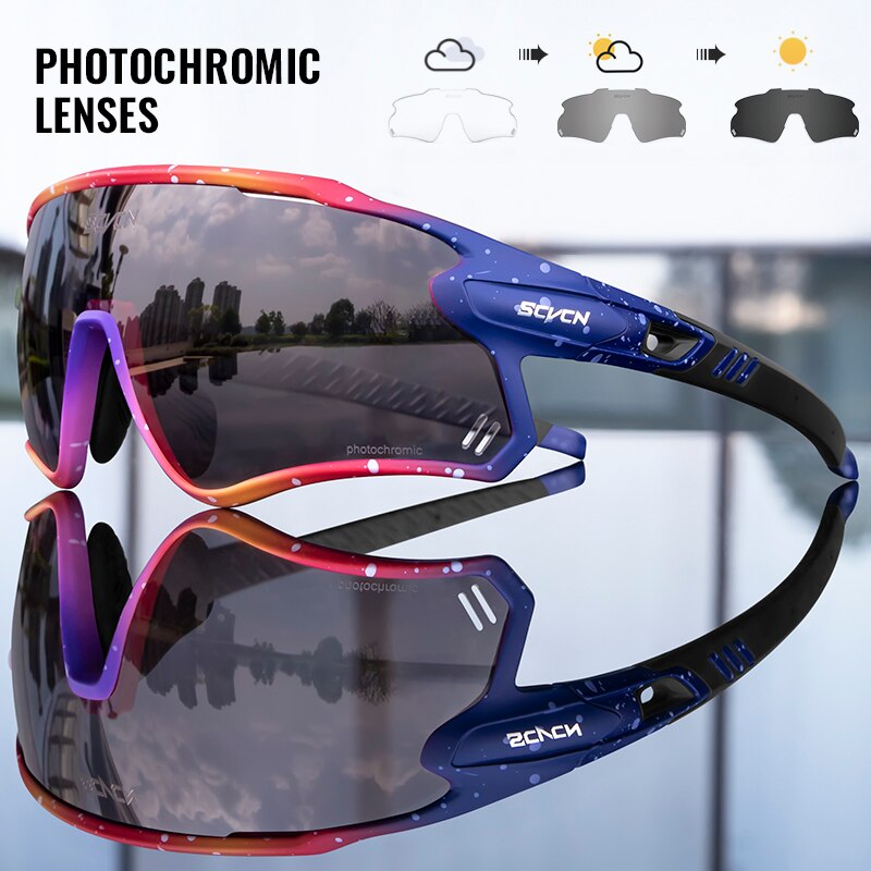 SCVCN Photochromic Bicycle Glasses Men’s Women Sports Runing Cycling Sunglasses UV400 Fishing Eyewear Mtb Bike Bicycle Goggles